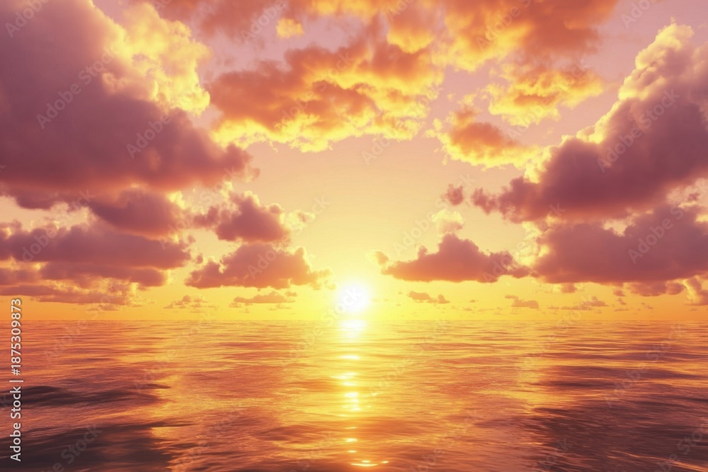 Fototapeta premium Sunset Over Calm Ocean Horizon