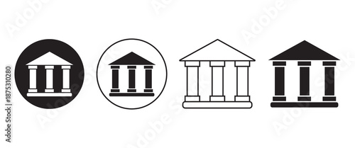 Bank, university, museum symbol icon set