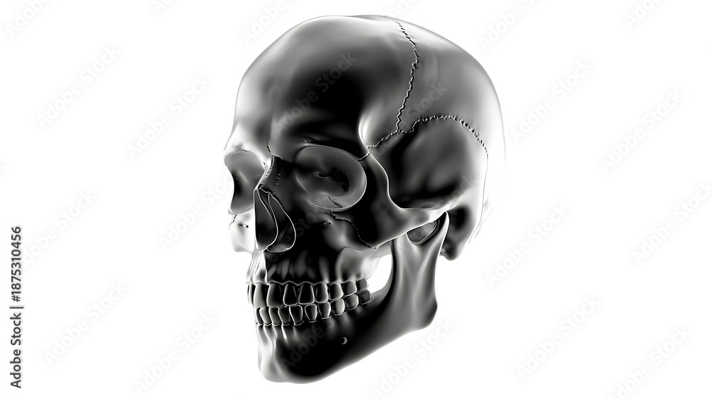 Obraz premium Abstract Liquid Style Skull Outline in White on transparent Background