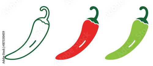 Chili Pepper Vector Icon in Paper Style and Silhouette, Representing Hot Spicy Pepper, Food Ingredient, Cooking, Culinary, Restaurant, Menu, Web Design