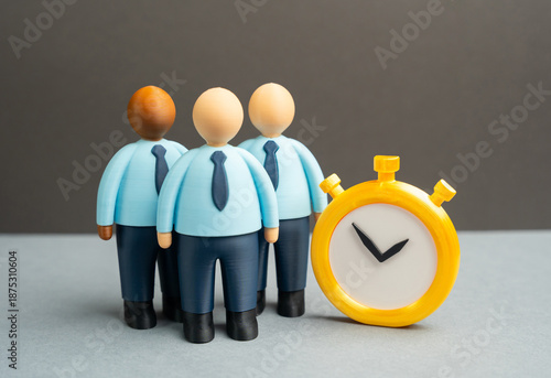 Billede på lærred Office workers and the stopwatch