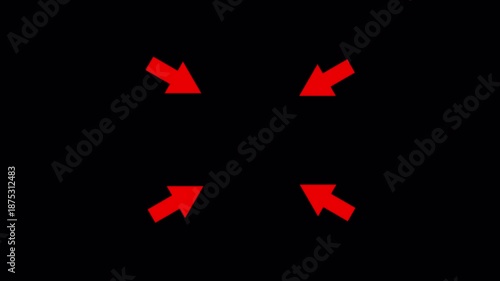 arrow pointing center with alpha channel. Animation of the pointer in the video frame. 4k video