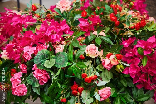 Floral decor, close-up. Floristry and phytodesign