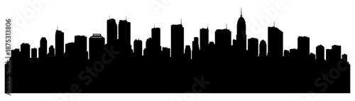 black and white city silhouette without backgroud