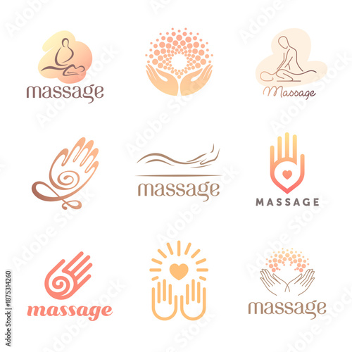 Set of vector logo design template for massage salon. 