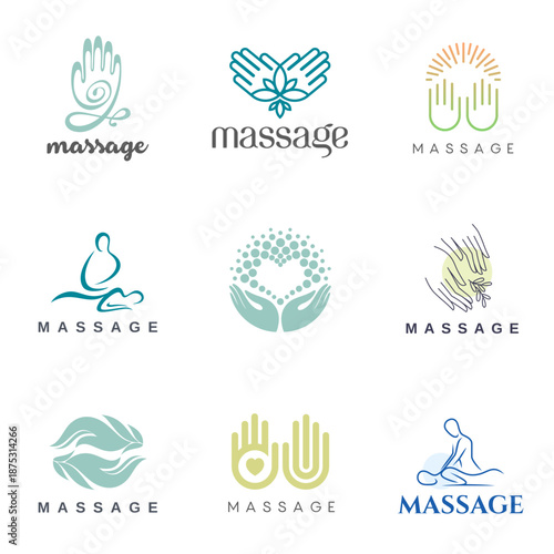 Set of vector logo design template for massage salon. 