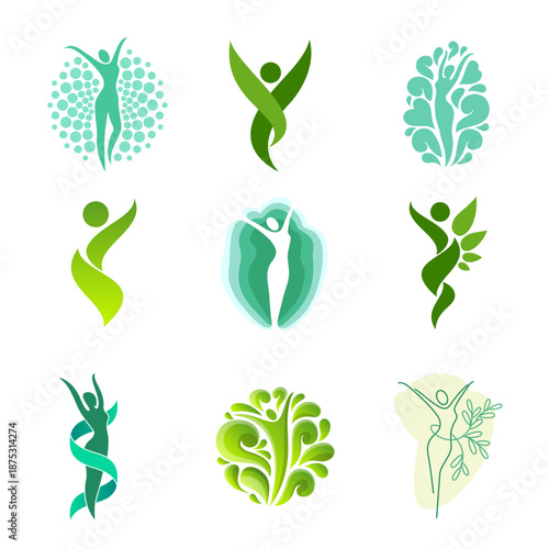 Set of wellness vector logo design template.	