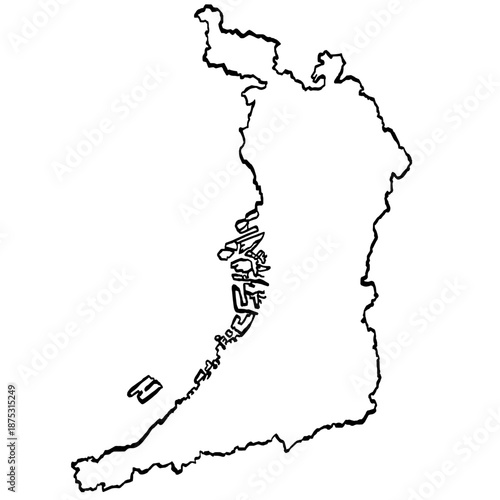 大阪府地図 筆タッチ 和風 近畿 西日本 / A brushstroke map of Osaka Prefecture