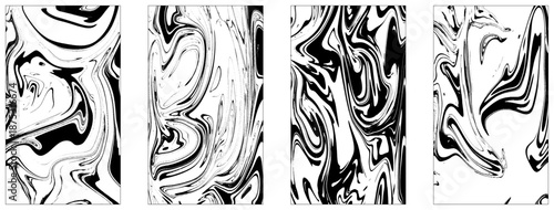 Set of white and black marble texture vector background. Stone or rock bundle, collection. 