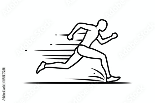 Fast Running Man Line Art Icon Representing Speed and Athleticism