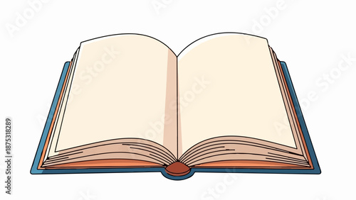 An open book with light colored pages and a blue cover, ready for stories