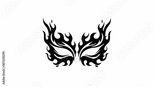 Black tribal flame-like design resembling a mask or butterfly wings