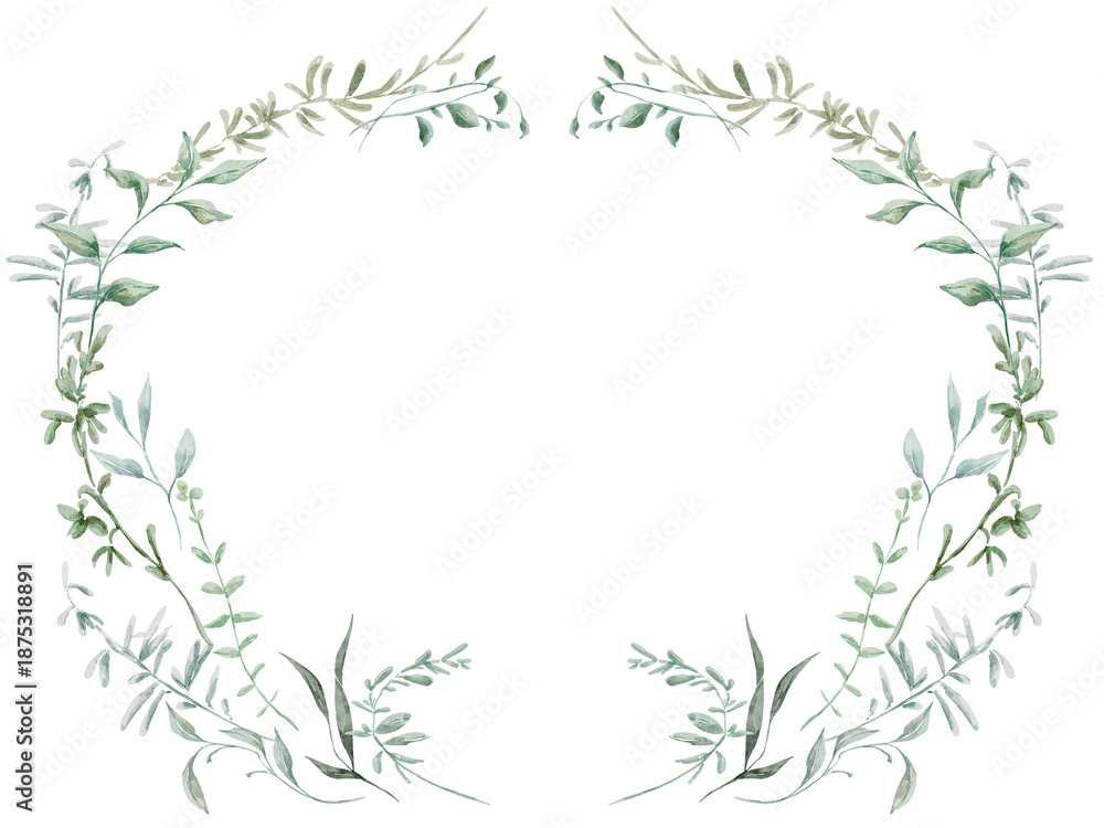 Fototapeta premium Watercolor greenery frame