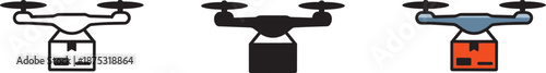 Drone delivery icon vector design. unmanned aircraft carrying a package symbol concept