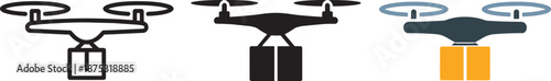 Drone delivery service icon concept flying unmanned aerial vehicle carrying package box