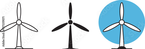 Wind turbine icon representing renewable energy source wind power generation and clean electricity