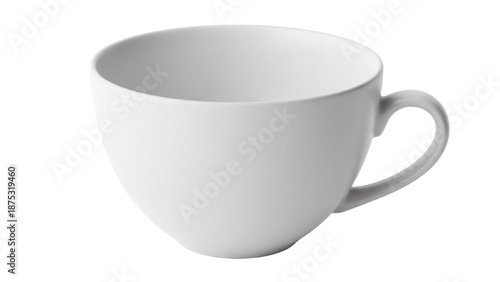 Fotografie Elegant white ceramic teacup isolated PNG on transparent background, minimalist