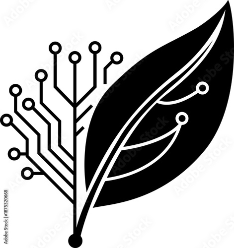 Artificial Intelligence and Circuit Icon. AI Brain, Microchip, Digital Technology Symbols. Cognitive augmentation brain icon with human and circuit hemispheres.