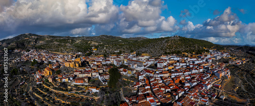 Aerial view of Yeste, Albacete province, Castilla-La Mancha, Spain