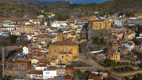 Aerial view of Yeste, Albacete province, Castilla-La Mancha, Spain