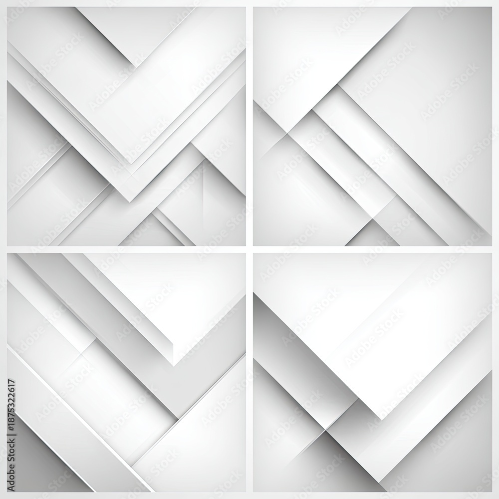 Fototapeta premium Abstract Geometric Design Set With White And Gray Squares