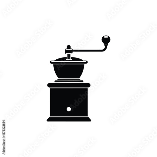 Vintage Coffee Grinder With Handle Vector Illustration Art