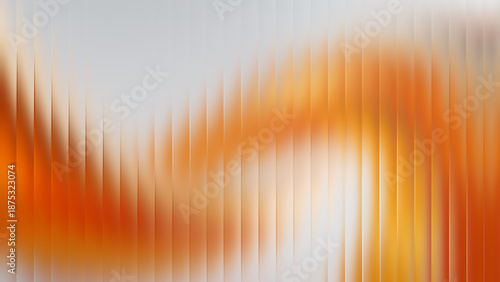 Vibrant orange and yellow abstract lines create a dynamic visual effect against a blurred white background