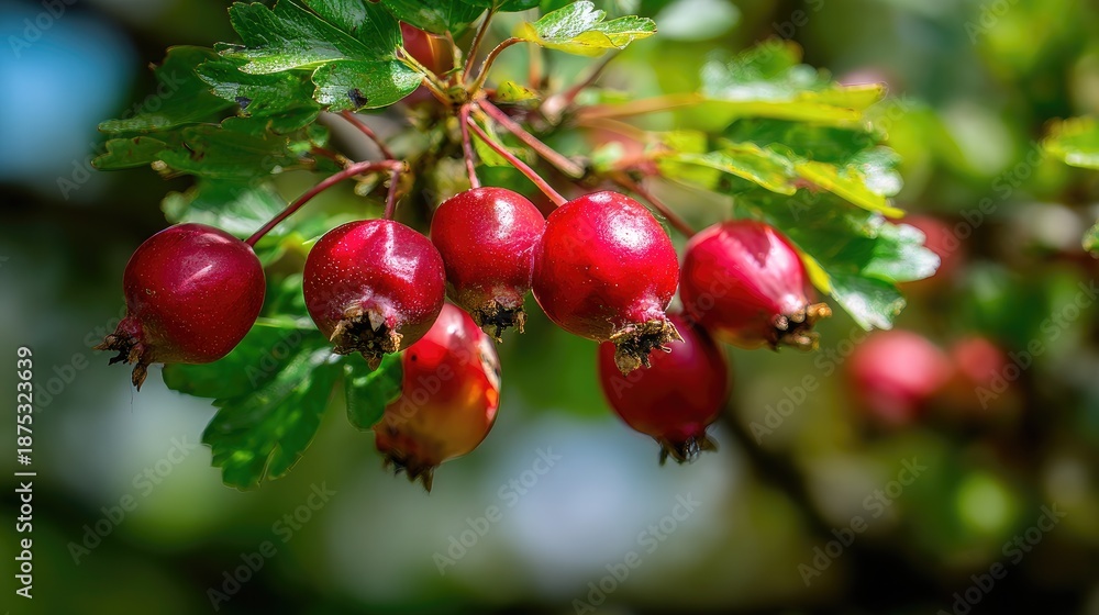 Obraz premium Hawthorn fruit on the tree