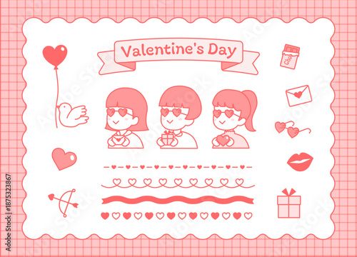 ハートのサングラスの女の子_バレンタイン素材