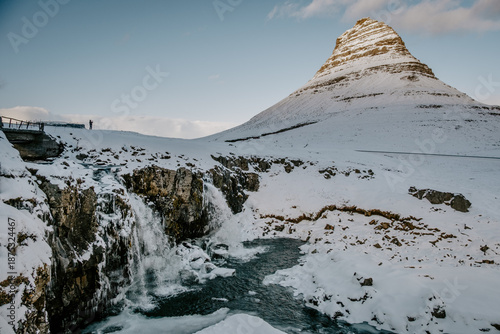 Kirkjufell mountain in Iceland in winter