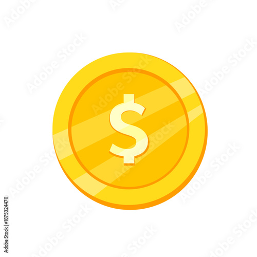 Gold dollar coin, vector icon