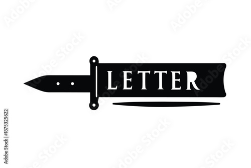 Letter opener icon with text engraving design vector