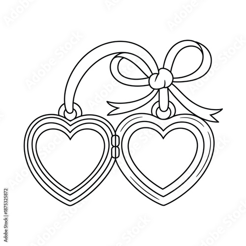 a line drawing of two hearts tied with a ribbon
