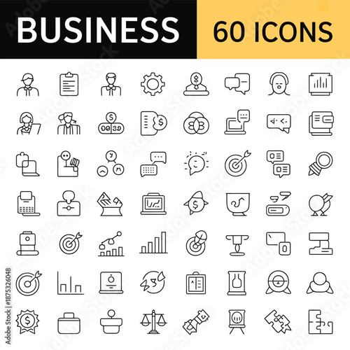 business icons set for company and management