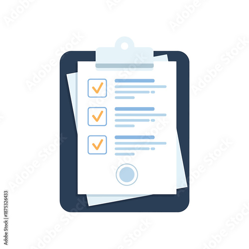 clipboard with checklist and checkboxes marked on paper