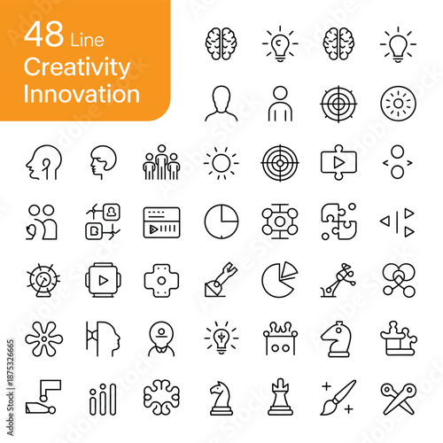 a collection of line icons for creativity and innovation concepts