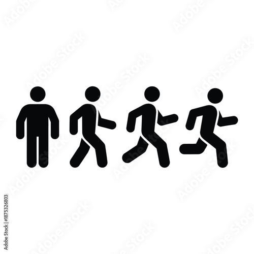 stick figures running in a line sequence motion