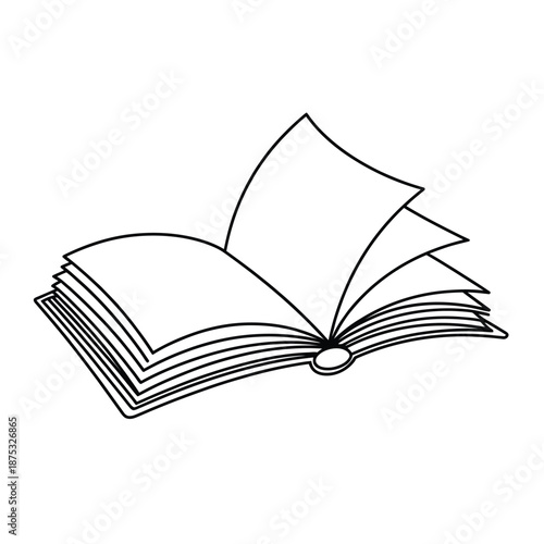 a black and white drawing of an open book