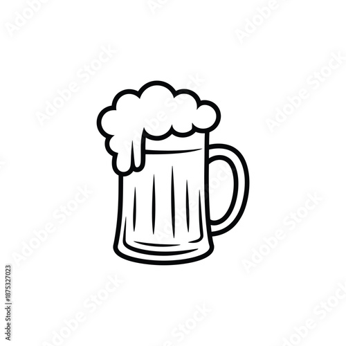 a simple line drawing of a beer mug with foam