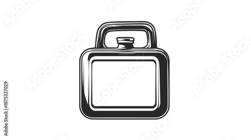 Black and White Lunchbox Illustration.