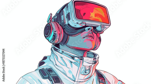 Astronaut Wearing Virtual Reality Headset.