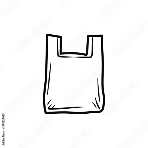 a black and white drawing of a plastic bag