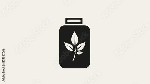 Black Canister with White Plant Icon.