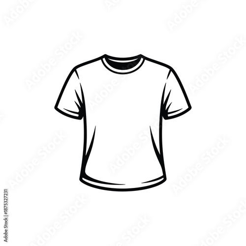 a black and white drawing of a short sleeved tshirt