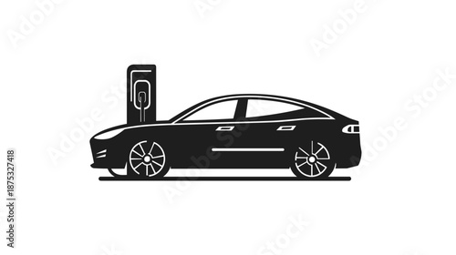 Electric Car Charging at Station.