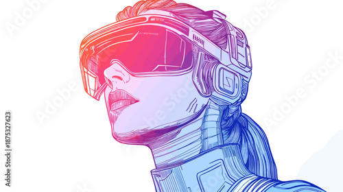 Futuristic Astronaut Wearing Virtual Reality Headset.