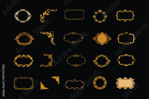 Antique Vintage Gold Ornament Frame Pack with Baroque Rococo Acanthus Scrollwork