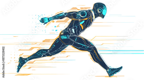 Futuristic Runner in Motion Digital Art.