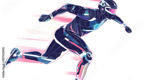 Futuristic Runner in High Tech Suit.