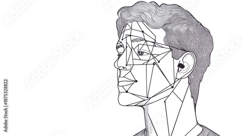 Geometric Low Poly Male Face Portrait.